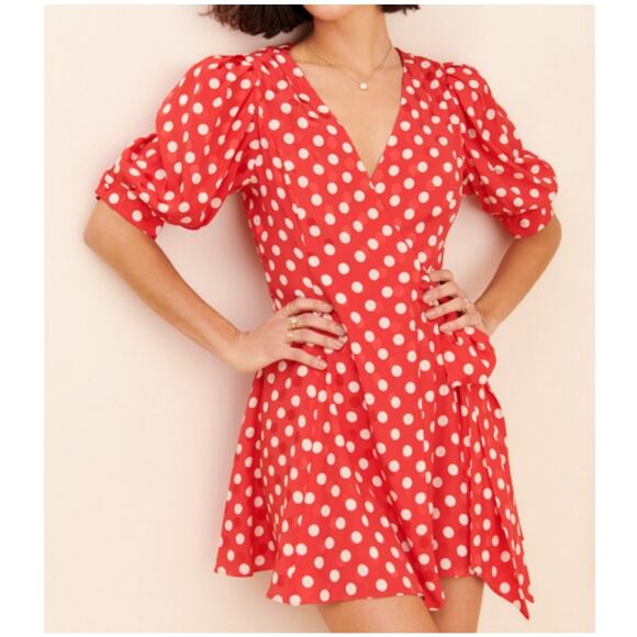 Ronny Kobo Dresses & Skirts - Ronny Kobo x Anthropologie Anna Red Polka Dot Mini Dress Size XS